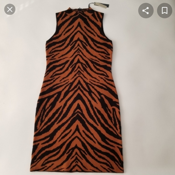 Tahari Tiger Print Knit Midi Dress - Picture 1 of 3